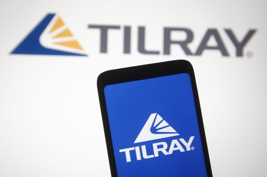 The Tilray company logo displayed on a smartphone screen