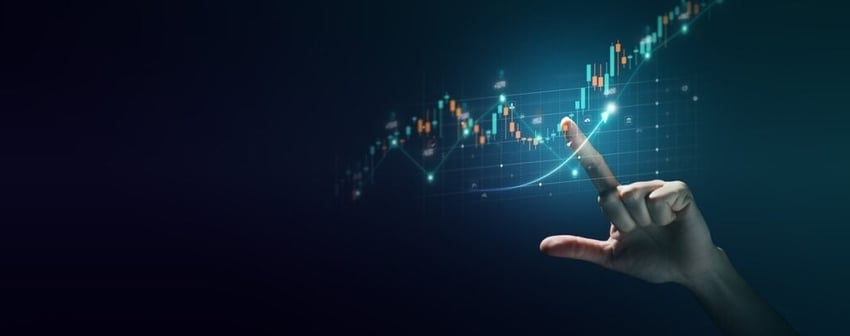 Stock graph and financial chart. Analyze stock market finance volume of stock market with Graph