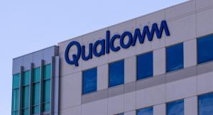 Qualcomm logo on office building.