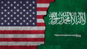 Flags,Of,United,States,And,Saudi,Arabia,Painted,On,The