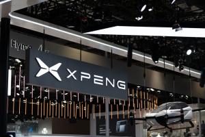 Shanghai,china-april,27,,2023:,Xpeng,Car,Logo,In,Shanghai,International,Automobile