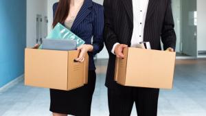 layoff, Fired,People.,Unemployed,Managers,With,Boxes,In,Hands.,Mass,Layoff