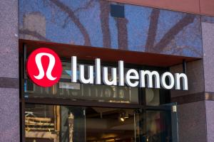 Lululemon sign at the entrance of the company's retail store