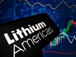 Lithium Americas company logo displayed on mobile phone