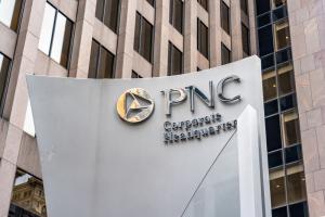 PNC bank sign outside their corporation headquarters in Pittsburgh, USA