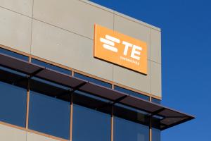 The company sign is seen at the San Jose office of TE Connectivity, a Swiss-domiciled tech company focused on connectivity and sensor products for harsh environments.