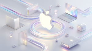 Apple Logo surrounded by Apple products