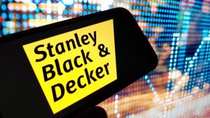 Stanley Black and Decker company logo displayed on mobile phone