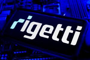 Rigetti Computing logo on phone screen