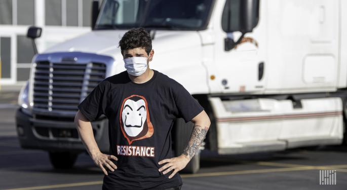 Independent Truckers Stage Rally Along Houston Freeway To Protest Low Pay