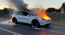 Un Tesla Model Y sale ardiendo y lo que ocurre después es de chiste