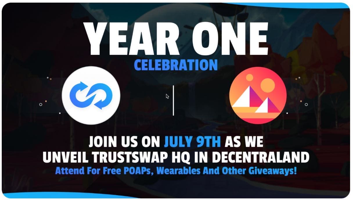 TrustSwap's First Birthday Brings A Decentraland Grand Opening!