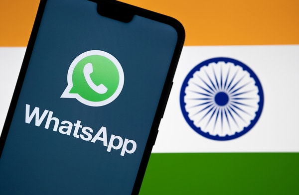 Whatsapp,Logo,Seen,On,Smartphone,Screen,And,Flag,Of,India