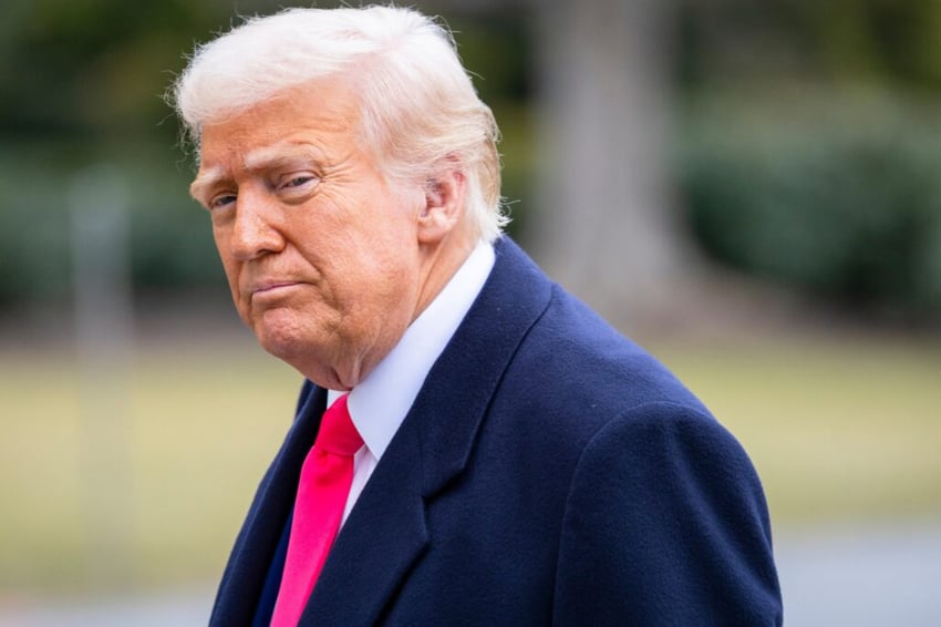 WASHINGTON – February 22, 2025: President Donald Trump arrives at the White House South Lawn on Marine One after his visit to CPAC.