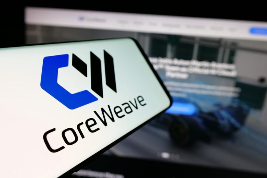 Coreweave logo on mobile phone