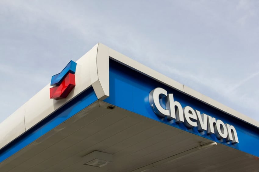 Chevron sign at a Chevron gas station.