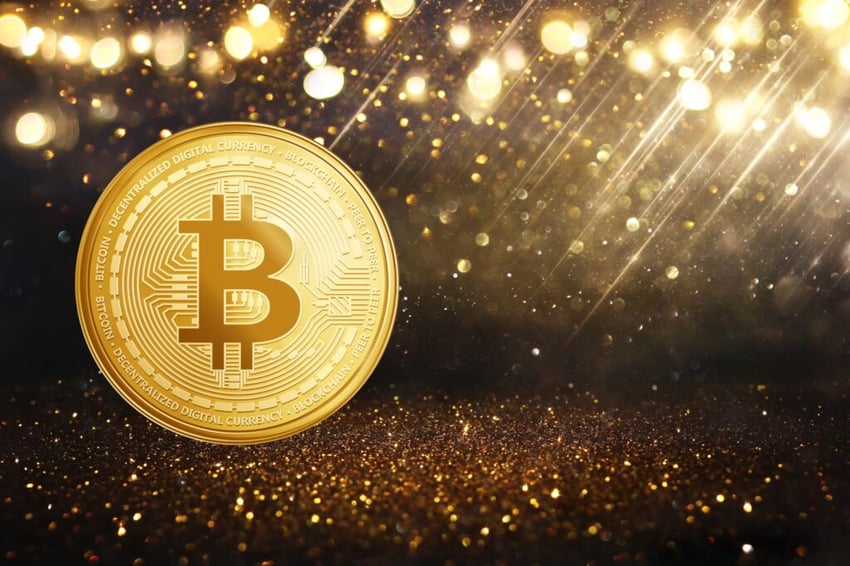 Bitcoin,With,Golden,Stars,Showering,Down,On,It,A,3d